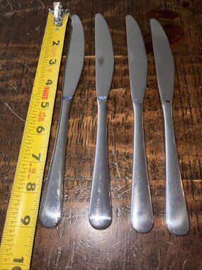 4 Dinner Knives Stainless Steel Cambridge K-18 Marked-9”